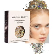 KARIZMA Stars & Moons Body Glitter. 10g Chunky Face Glitter, Hair Glitter, Eye Glitter and Body Glitter for Women. Rave Glitter, Festival Accessories, Cosmetic Glitter Makeup. Loose Glitter Set