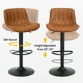 thumbnail image 5 of FIRAVOE Swivel Bar Stools Set of 3 (Adjustable Height 25"-33") Counter Height Bar Stools with Back, Modern Faux Leather Barstools for Kitchen Island, Brown, 5 of 9