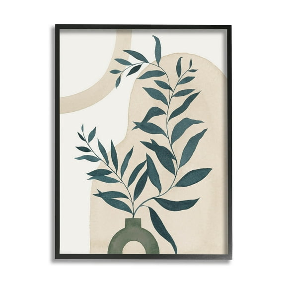 Stupell Industries Geometric Plant Vase Shapes Graphic Art Black Framed Art Print Wall Art, Design by Grace Popp