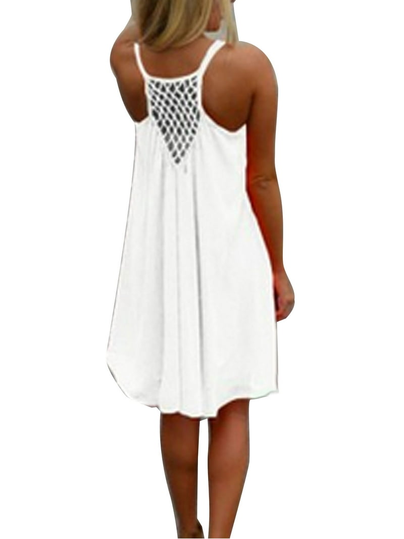 Summer Beach Dress for Womens Asymmetrical Hem Mini Dress Casual Sundress  Chiffon Sundress Bikini Cover Up - Walmart.com