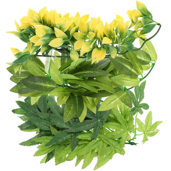 HAKIDZEL 3Pcs Reptile Tank Decorative Plants Leaves for Terrarium Decoration 11.8X6.3X0.08in