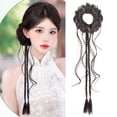 thumbnail image 2 of RUISINERY Double Braid Ponytail Hair Bun Synthetic Hair Extension Elastic Bun Loop For Women Natural Black Brown, 2 of 7