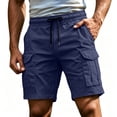 thumbnail image 2 of Cargo Shorts for Men Twill Knee Length Drawstring Athletic Shorts with Pockets Summer Casual Outdoor Hiking Short, S, 2 of 5