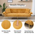 thumbnail image 5 of 79 Inch Corduroy Sofa Bed, Foldable Double Sofa Bed with Folding Armrests, Suitable for Living Rooms and Small Spaces, Yellow, 5 of 6