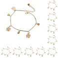 thumbnail image 3 of Tobilleras Jumpingount trébol Oro plata pie cadena brazalete con campanas para niñas mujeres, 3 of 6