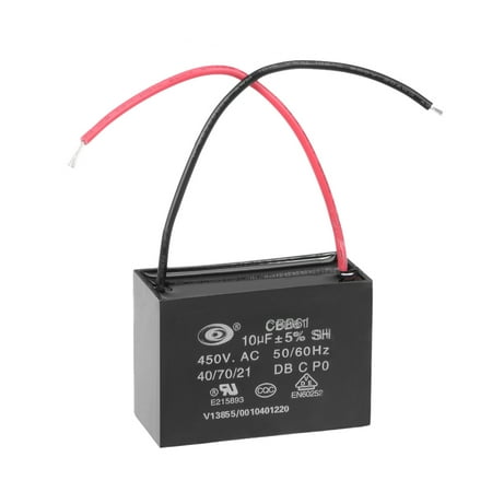 CBB61 Run Capacitor 450V AC 10uF 2-wire Metallized Polypropylene Film Capacitors for Ceiling Fan