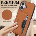 thumbnail image 2 of For Apple iPhone 16 Wallet Case Ultra-Slim Profile Vintage Leather Texture, Wallet For Women Men Card Holder Magnetic Clasp Kickstand Folio Case,Brown,For iPhone 16, 2 of 7
