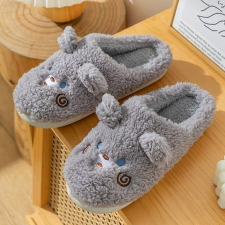 

CoCopeanut Men Winter Slippers Cartoon Cute Thick Plush Warm Cotton Shoes Women Home Shoes Slides Indoor Home Couple Funny Slippers