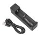 thumbnail image 1 of Black PC Universal Single Slot USB Battery Charger Adapter LED Intelligent Charging for Li Ion Cell 18650 26650 14500, 1 of 5