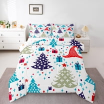 Castle Fairy Teens Xmas Tree Bedding Comforter Set 2pcs,Merry Christmas Twin Comforter Sets Microfiber,Polka Dots Breathable Bedding Set,Super Cozy Room Decor,Reversible