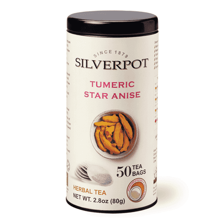 Silverpot Turmeric and Star Anise Tea - 50 Round Tea Bags | 100% Natural, Golden Spice | Caffeine Free