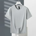 thumbnail image 2 of Camiseta de manga corta de seda helada para hombre - Camiseta deportiva de secado rápido - Poliéster transpirable, ropa informal para hacer ejercicio en interiores y exteriores, 2 of 8