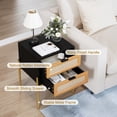 thumbnail image 2 of Veanerwood Black and Gold Rattan Nightstand, 2 of 9