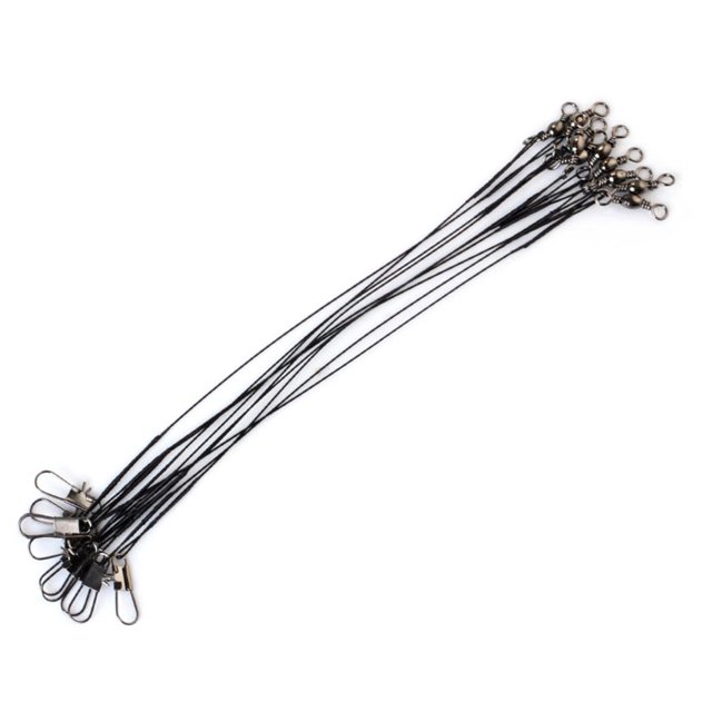 Pesca Anti-mordida Línea Señuelo Traza Cuerda Alambre Correa Giratorio (30 cm) Negro 20 piezas JShteea Para Estrenar