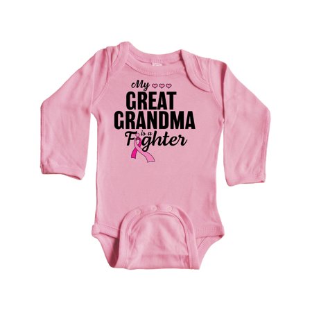 

Inktastic Breast Cancer Awareness My Great Grandma is a Fighter Gift Baby Boy or Baby Girl Long Sleeve Bodysuit