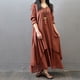 thumbnail image 3 of Vestido de cuello redondo de mezcla de algodón vestido largo de verano para mujer de talla grande traje de vacaciones, 3 of 7