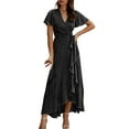 thumbnail image 2 of Wangscanis Women Short Sleeve Dresses Irregular Hem Adjustable Belt Summer, 2 of 10