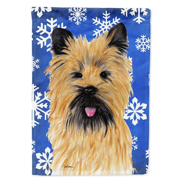 Carolines Treasures SC9375-FLAG-PARENT Cairn Terrier Winter Snowflakes Holiday Flag  multicolor