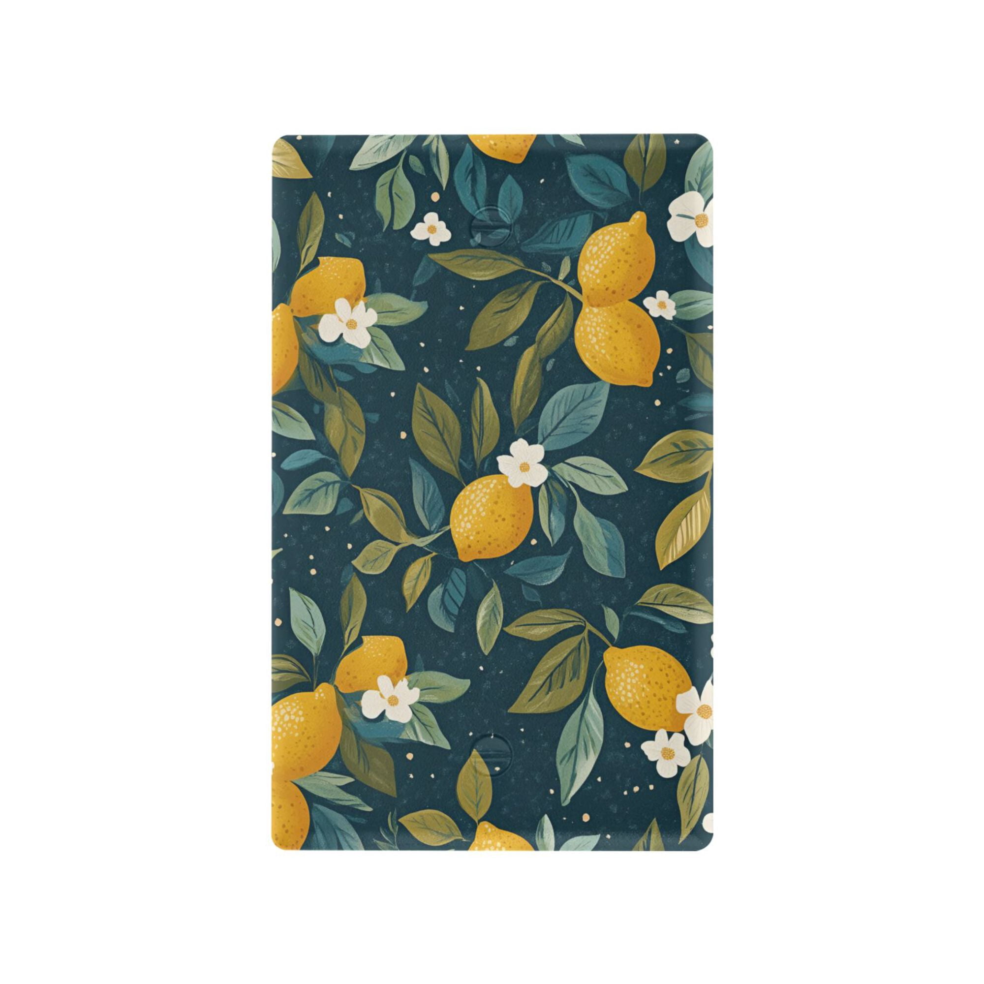 Yayeee Blank Wall Plate Cover 1-Gang 4.5"x2.7" Home Unused Decorative Outlet, Blue Lemons