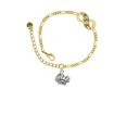 thumbnail image 2 of Delight Jewelry Silvertone Chef Hat Gold-tone Paw Infinity Link Chain Bracelet, 6"+2" Extender, 2 of 3