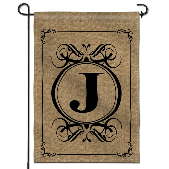 Anley Monogram Letter J Garden Flag, Double Sided Family Last Name Initial Yard Flags 18 x 12.5 Inch