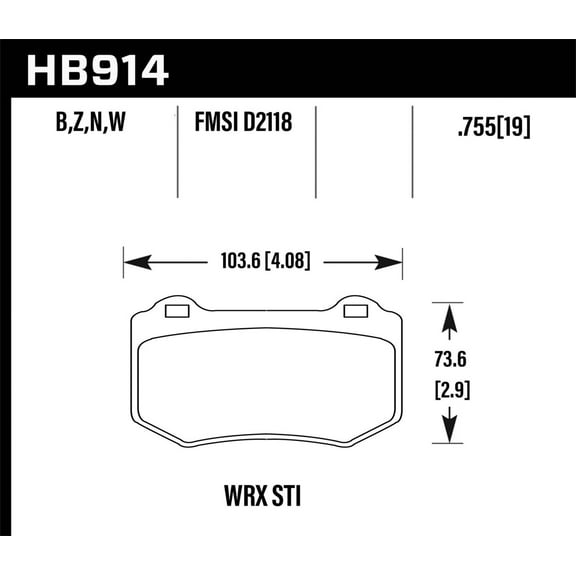 Hawk Performance Street Brake Pads (Hb914z.580) Fits select: 2018-2019 SUBARU WRX, 2020 SUBARU WRX STI