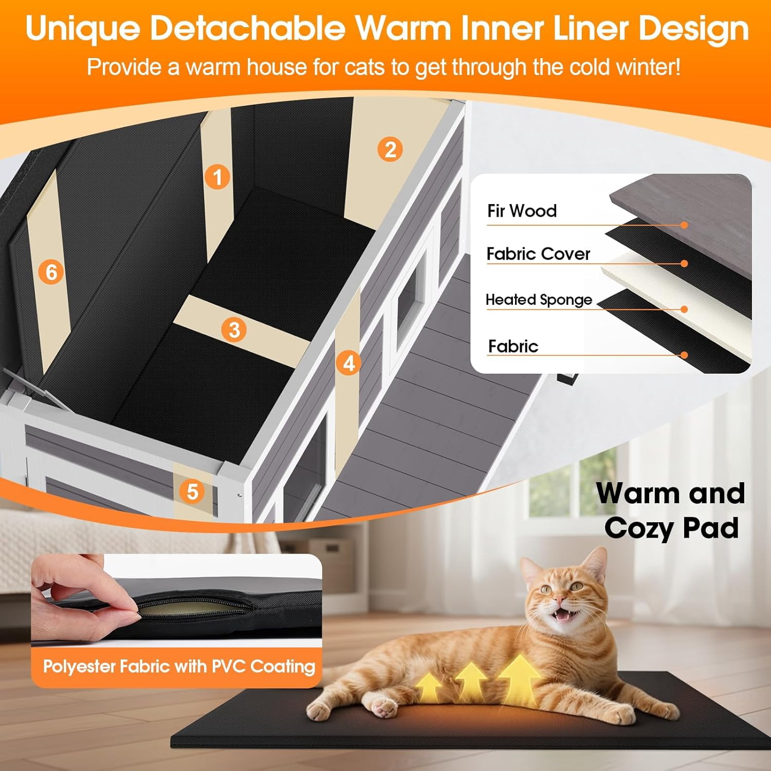 HomeSheek 40.4" Outdoor Cat House with Insulated Liner, Weatherproof Shelter with Platform, Easy Assembly & Cleaning, Safe Indoor/Outdoor Home