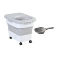 thumbnail image 3 of Contenedor de almacenamiento de alimentos para perros y gatos, contenedor de arroz con ruedas, harina de cereales y azúcar Blanco, 3 of 8