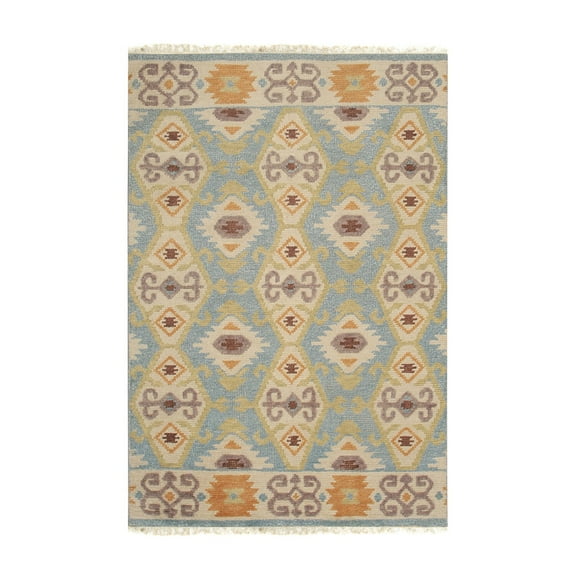 EORC LT BLUE Hand Knotted Wool Traditional Piled Kilim Rug, 8' x 10'