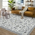 thumbnail image 2 of CAROMIO Vintage Rug Large Washable Area Rug Soft Medallion Distressed Floor Cover Traditional Indoor Foldable Rug Floral Print Accent Thin Rug, 9' x 12' Gray, 2 of 7