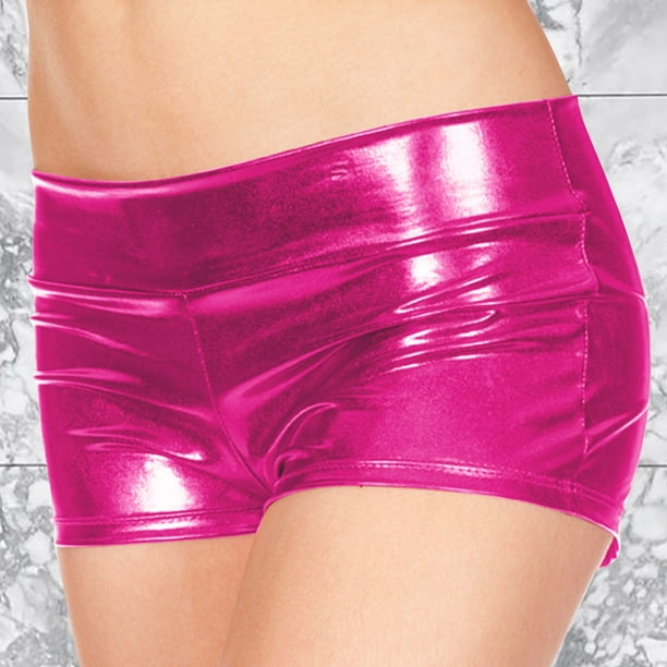MKLEKYY Pantalones Cortos de Mezclilla para Mujer, Pantalones Cortos Metálicos para Baile, Pantalones Cortos de Imitación Ligeros para Mujer, Ropa Interior Corta