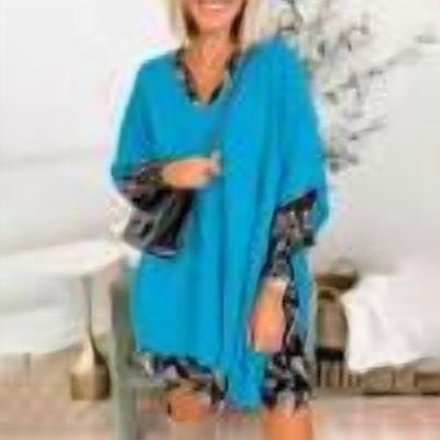 PEONAVET Chandails pour Femmes Manteau Tricoté à Manches pour Femmes Chandail Col Rond Ample Cape Chandail