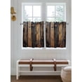 thumbnail image 7 of Half Window Curtain 36 Inches Long, Black Brown Board Window Treatment Curtain Drapes, Vintage Chic Shabby Wooden Grain Small Tier Curtains for Bathroom Over Sink, 27.5"x36", 2 Panels, 7 of 7