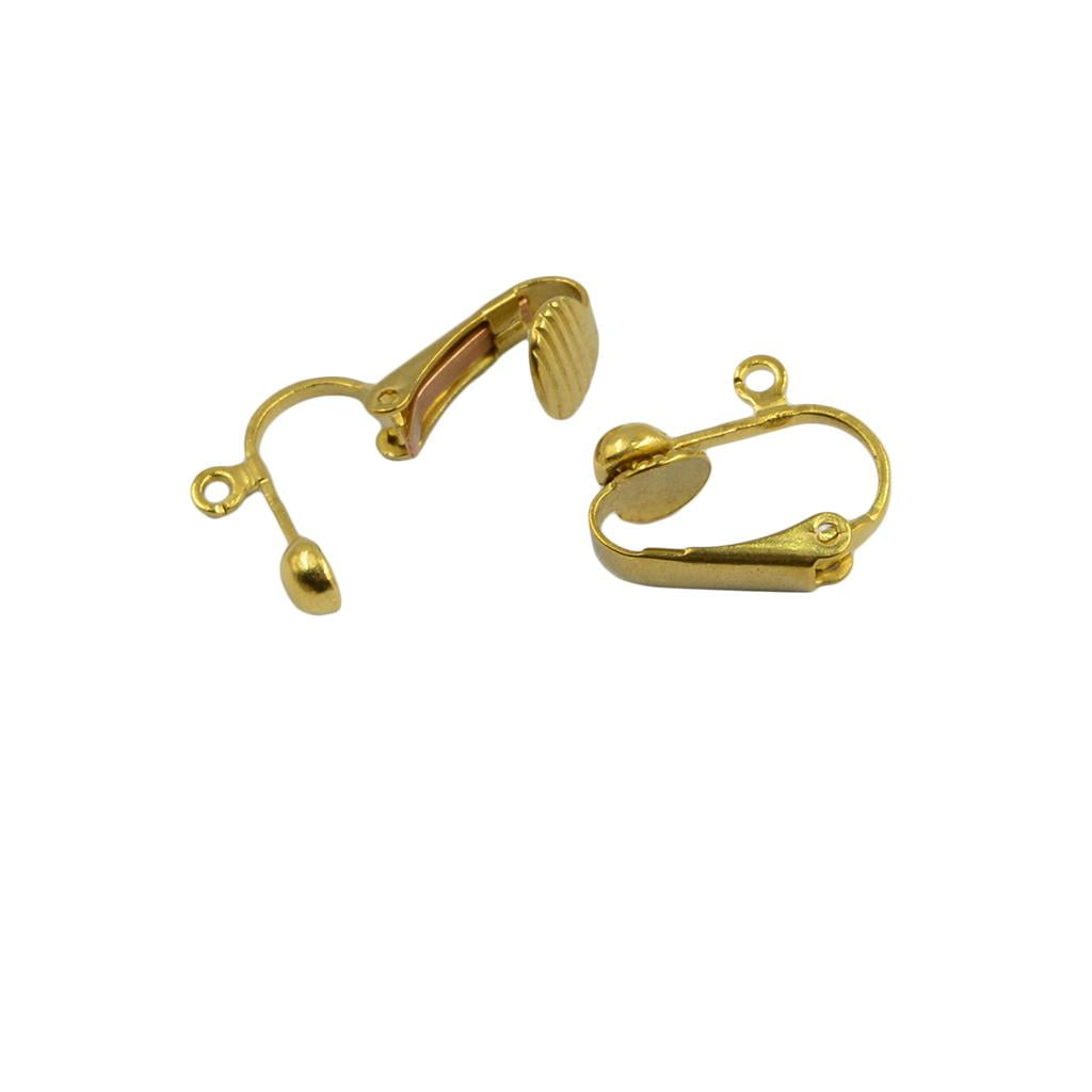 Gold Plated Clip On Earring Findings with Loop 10 Pairs Closeout Final Sale