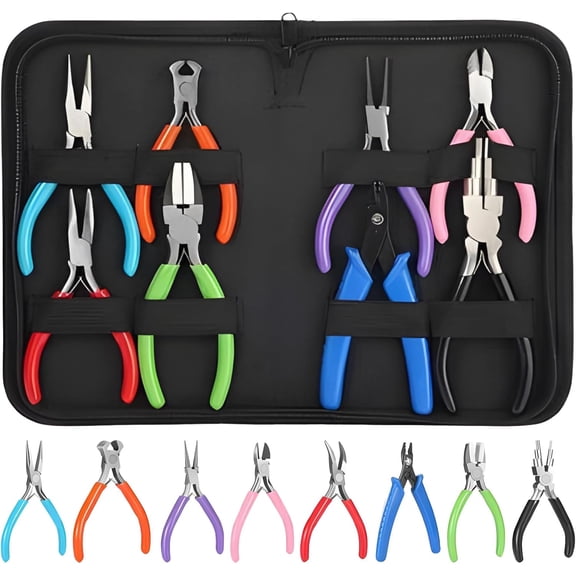 Jewelry Making Pliers Tool Kit – Multi-Pack Needle Nose, Round Nose, Nylon Jaw Pliers Set for DIY Jewelry Repair, Wire Wrapping, Beading, Crafting