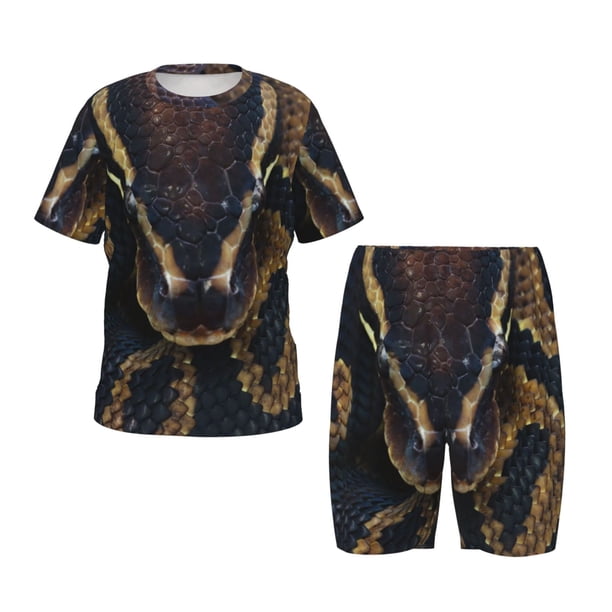 Balery Ball Phyton Snake Conjunto de Pijama Infantil de Manga Corta con Estampado – Ropa de Dormir de Algodón Suave-3X-Large
