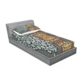 thumbnail image 3 of Ambesonne Geometric Fitted Sheet & Pillow Sham Set, Grey Rounds in Border, Full, Marigold Orange, 3 of 3