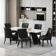 thumbnail image 2 of Noble House Will Faux Leather Tufted Dining Chairs, Set of 6, Midnight Black and Matte Black, 2 of 8