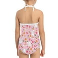 thumbnail image 5 of FOR U DESIGNS Cute Girls Swimsuit One Piece Pink Sleeveless Swimwear for 9-10 Years Old Girls Easter Egg Rabbit Off Shoulder Summer Beach Wear, 5 of 6