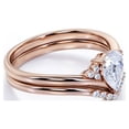 thumbnail image 2 of JeenMata Upside-Down .75 Carat Pear Shaped Real Diamond Chevron Wedding Ring Set in 10k Rose Gold, 2 of 6