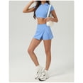 thumbnail image 4 of PISONIC 2 Piece Tennis Dress for Women High Waist Pleated Tennis Skirt with Shorts Short Sleeve Crop Golf Workout Skirts Sets, 4 of 6