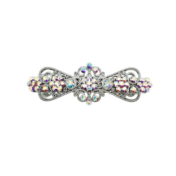 Faship Gorgeous AB Rhinestone Crystal Small Floral Hair Barrette Clip