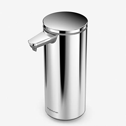 simplehuman 9 oz. Touch-Free Rechargeable Sensor Liquid Soap Pump Dispenser, Polished Stainless Steel