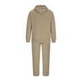 thumbnail image 4 of 2024 End-of-year Clearance! Men's 2 Piece Outfits Hoodie Tracksuit Sweatshirt & Joggers Sweatpants Sweatsuit Fashion Solid Color Loungewear Sets With Kangaroo Pockets - Khaki, 4 of 5