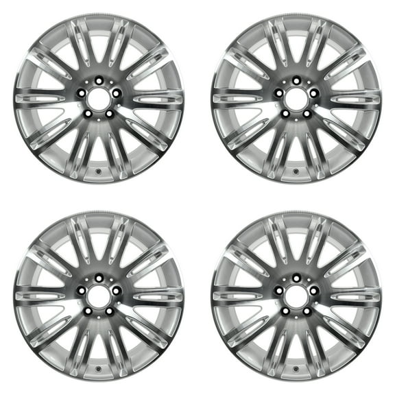 FRONT Rear For Mercedes E350 E550 OEM Design Wheel 18" 18x8.5 18x9 2007-2009 Machined Silver Set of 4 Replacement Rim
