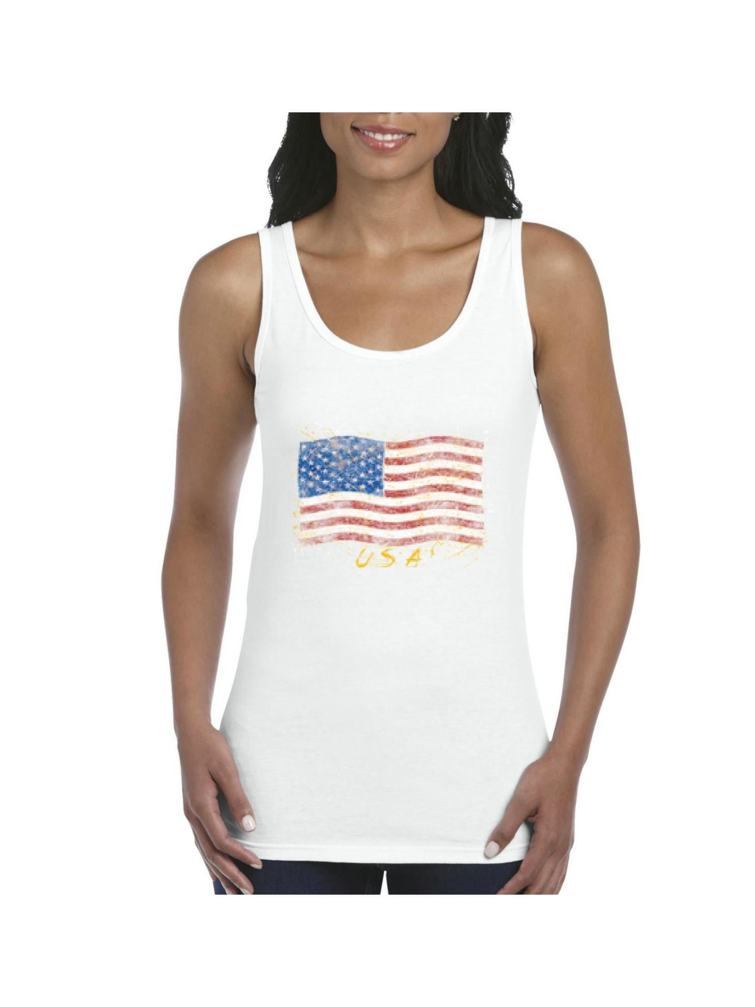 IWPF Womens American Flag USA in Gold Tank Top