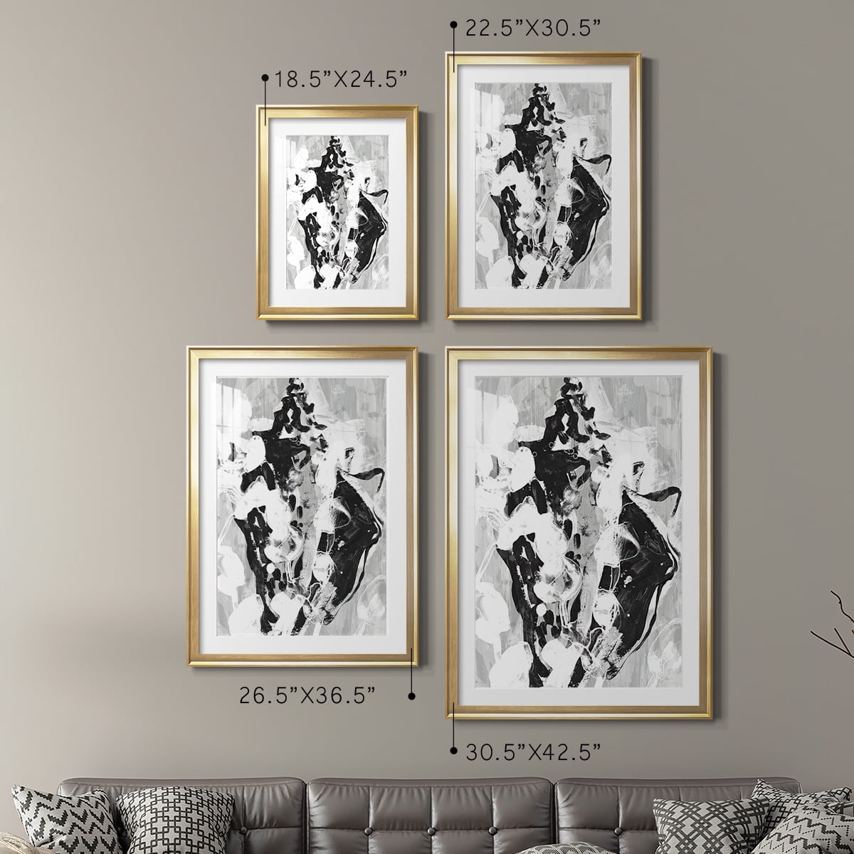 Wexford Home Ocean Inkblot I Premium Framed Print, 26.5" x 36.5" - Ready to Hang, Gold (Set of 2)