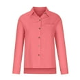 thumbnail image 4 of Karight Womens Button Down Shirts Cotton Linen Dress Shirt Long Sleeve Oversized Boyfriend Solid Tunic Tops with Pockets, 4 of 7