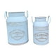 thumbnail image 3 of Jarrón rústico estilo shabby chic de 2 piezas, lata de leche de hierro con asa, diseño de flores rústicas Azul dorado, 3 of 9