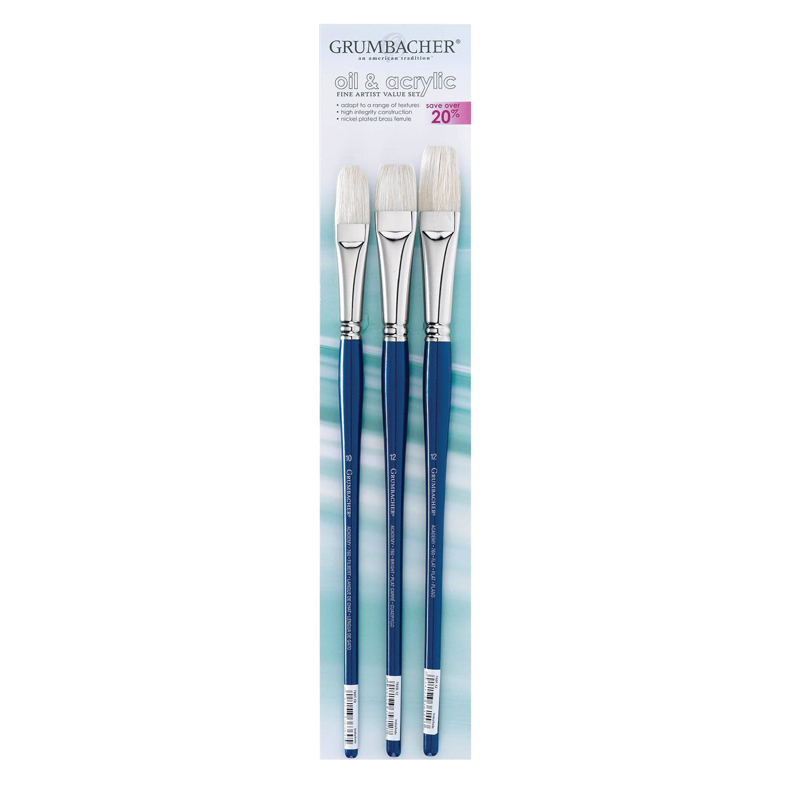 Size 5 780B.5 White Nylon Bristles Grumbacher Academy Oil and Acrylic Bright Brush 